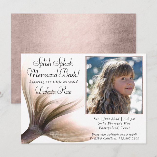 Invitación Mermaid Posh | Foto de Terracotta Splish Splash (Anverso / Reverso)