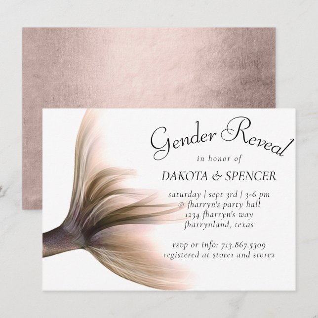 Invitación Mermaid Posh | Revelación de género de Dusty Terra (Anverso / Reverso)