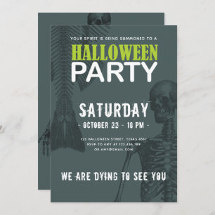 Invitación Mermaid Skeleton Dark Halloween Party