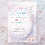 Invitación Mermaid Splish Splash Birthday Bash Party<br><div class="desc">Fun mermaid Splish Splash Birthday Bash invitation featuring a playful under the sea theme perfect for a splashy celebration. Ideal for mermaid parties,  pool birthdays,  and ocean themed gatherings filled with magical underwater fun. Great for inviting family and friends to a memorable birthday bash. Editable text. Print ready layout.</div>