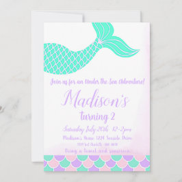 Invitación Mermaid Tail 2º cumpleaños