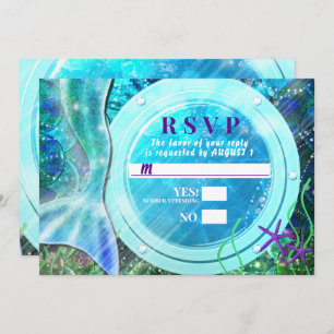 Invitación Mermaid Tail Magic Under the Sea Sweet 16 RSVP