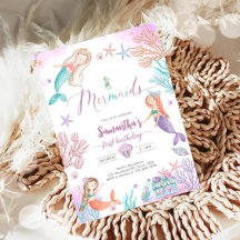 Mermaid Under The Sea Birthday Invitation