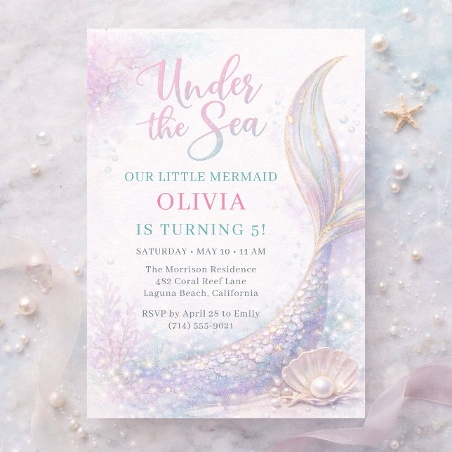 Invitación Mermaid Under the Sea Girl Birthday (Subido por el creador)