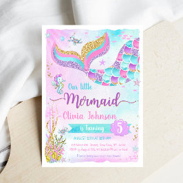 Invitación Mermaid Under the Sea Girl Birthday