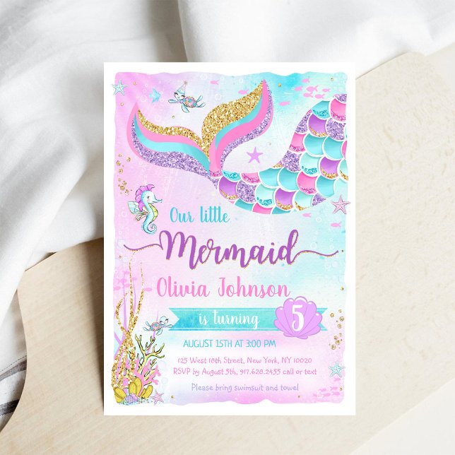 Invitación Mermaid Under the Sea Girl Birthday (Subido por el creador)