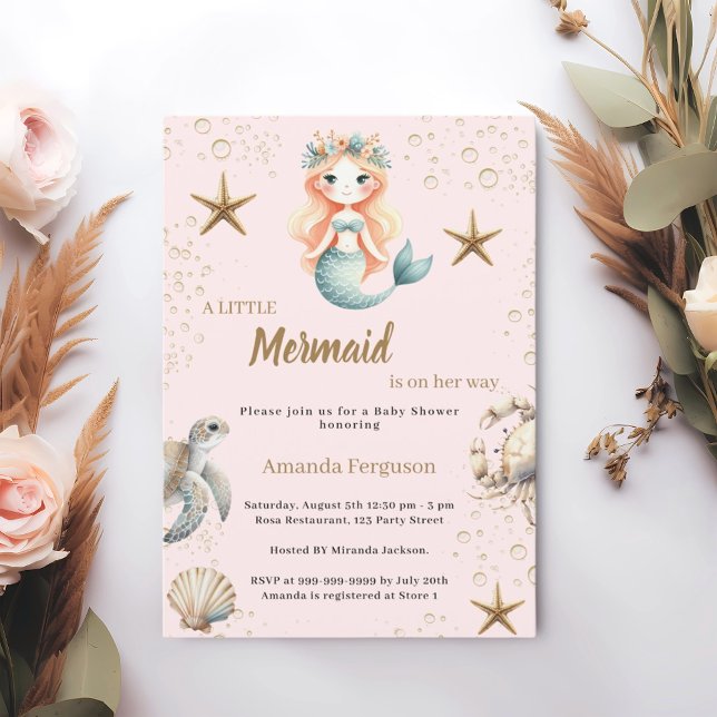 Invitación Mermaid Under the sea ocean animals Baby Shower (Subido por el creador)