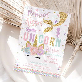 Invitación Mermaid Unicorn Girl Birthday Invitation