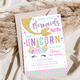 Invitación Mermaid Unicorn Girl Birthday Invitation