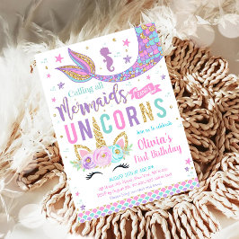 Invitación Mermaid Unicorn Girl Birthday Invitation