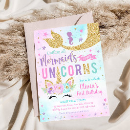 Invitación Mermaid Unicorn Girl Birthday Invitation