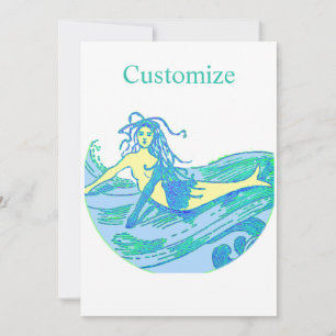 Invitación Mermaid Waveriding Vintage Thunder_Cove