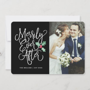 Invitación Merrily Ever After Boda Foto de Vacaciones/Agradec