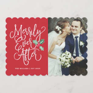 Invitación Merrily Ever After Boda Vacaciones/Fotografía de a