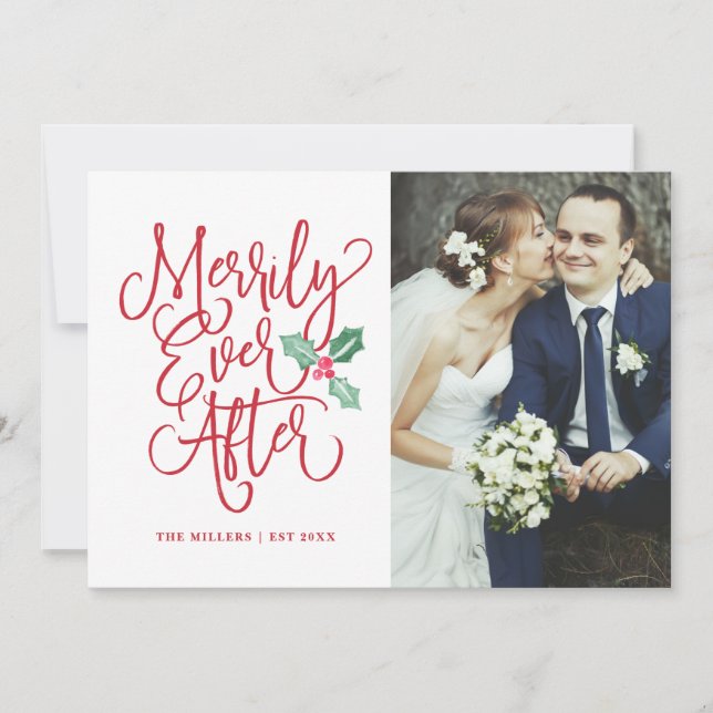 Invitación Merrily Ever After Boda Vacaciones/Fotografía de a (Anverso)