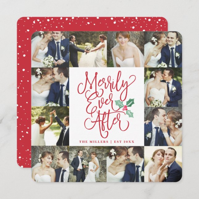 Invitación Merrily siempre después del feriado Boda 12 (Anverso / Reverso)