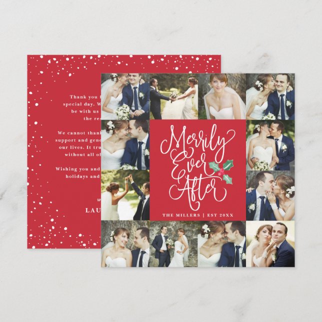 Invitación Merrily siempre después del feriado Boda 12 (Anverso / Reverso)