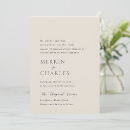Invitación Merrin Beige Elegant Wedding