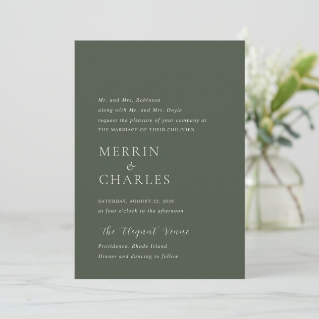 Invitación Merrin Moss Elegant Wedding (Anverso de pie)