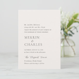 Invitación Merrin Neutral Elegant Wedding