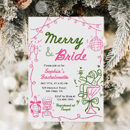 Invitación Merry And Bride Christmas Bachelorette Party