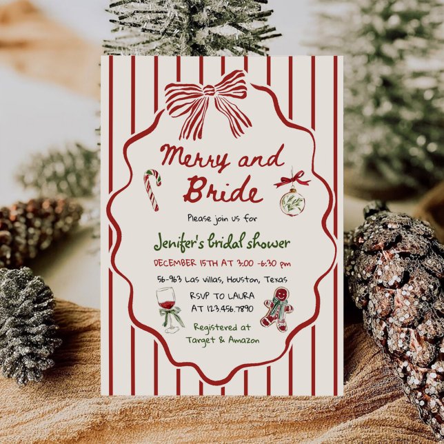 Invitación Merry and Bride Hand Drawn Christmas Bridal Shower (Subido por el creador)