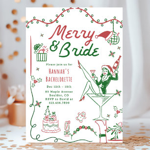 Invitación Merry And Bride Navidad Despedida de Soltera & Iti