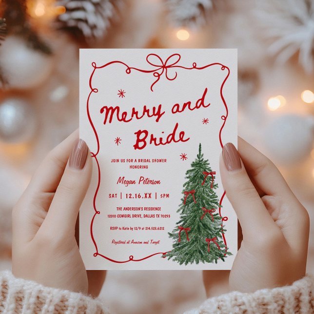 Invitación Merry and Bride Whimsical Holiday Bridal Shower (Subido por el creador)