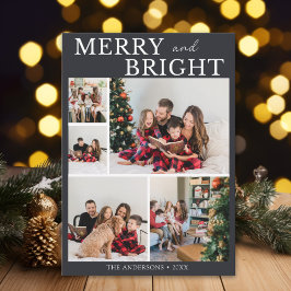 Invitación Merry and Bright Minimalist photo Family Christmas