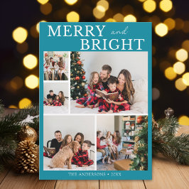 Invitación Merry and Bright Minimalist photo Family Christmas