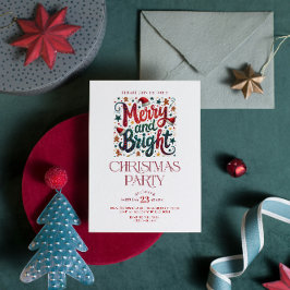Invitación Merry and Bright Retro Typography Party Invite