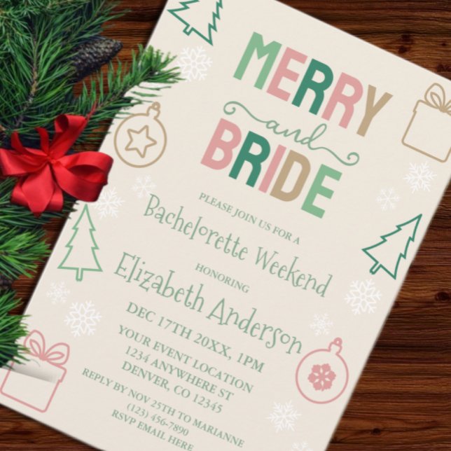 Invitación Merry & Bride Christmas Bachelorette Party (Subido por el creador)