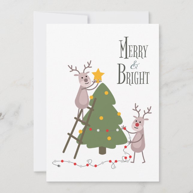 Invitación Merry & Bright Reindeer (Anverso)