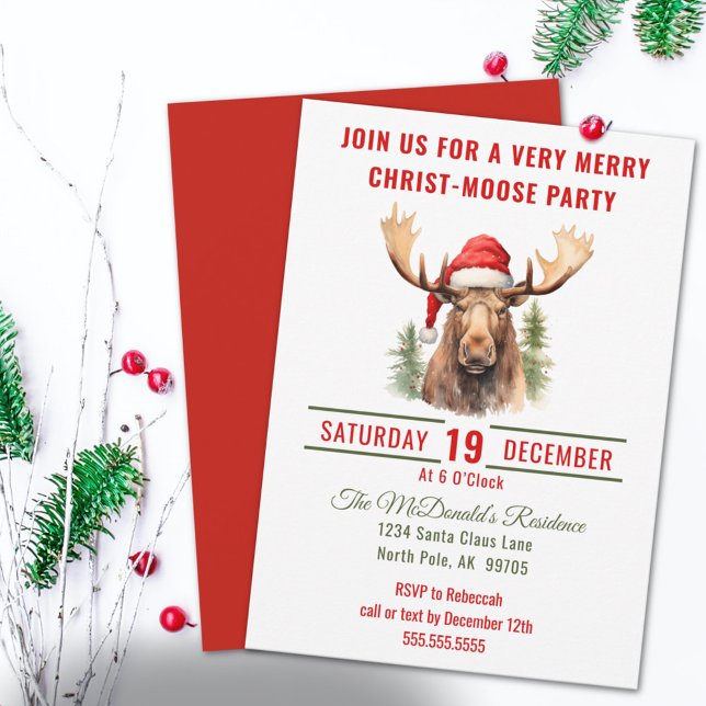 Invitación Merry Christ-Moose Funny Moose Navidades Fiesta (Subido por el creador)