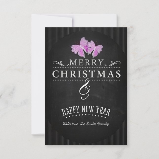 Invitación Merry Christmas and Happy New Year (Anverso)