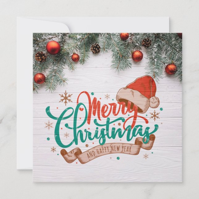 Invitación Merry Christmas And Happy New Year (Anverso)