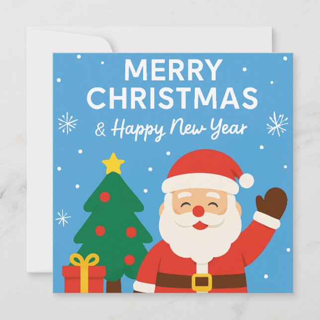 Invitación Merry Christmas and Happy New Year - Santa (Anverso)