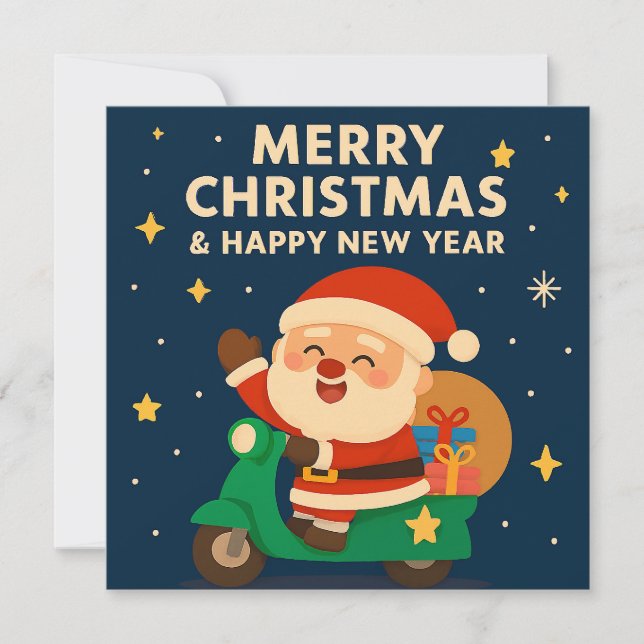 Invitación Merry Christmas and Happy New Year - Santa (Anverso)