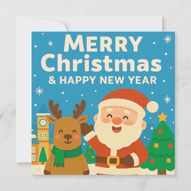 Invitación Merry Christmas and Happy New Year - Santa (Anverso)