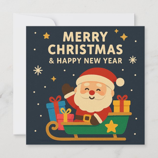 Invitación Merry Christmas and Happy New Year - Santa (Anverso)