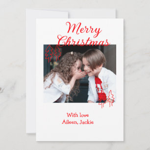 Invitación Merry Christmas árbol de Navidad retro foto niños