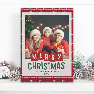 Invitación Merry Christmas Cute Family  Photo Card