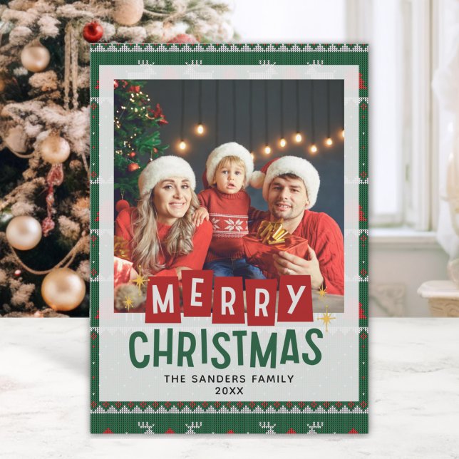 Invitación Merry Christmas Cute Family  Photo Card (Subido por el creador)