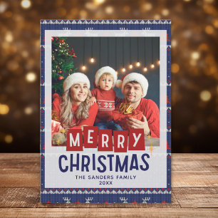 Invitación Merry Christmas Cute Family  Photo Card