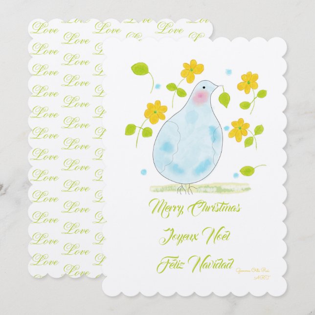Invitación Merry Christmas Dove (Anverso / Reverso)