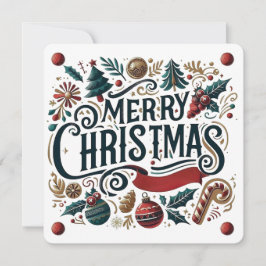 Invitación Merry Christmas Festive Ornamental Invitation Card
