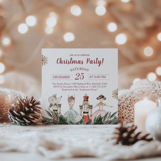 Invitación Merry Christmas Fiesta Nutcracker Theme (Merry Christmas Party Nutcracker Theme Invitation!)