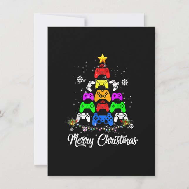 Invitación Merry Christmas Game Controller Tree Kid Adulto Li (Anverso)