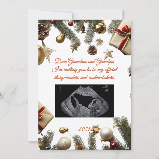 Invitación Merry Christmas Grandparents Pregnancy Invitations (Anverso)