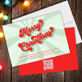 Invitación Merry Christmas Green Retro Typography Código QR